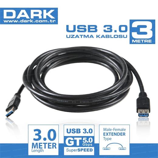 Dark Dk-Cb-Usb3Extl300 3M Usb 3.0 Uzatma Kablosu