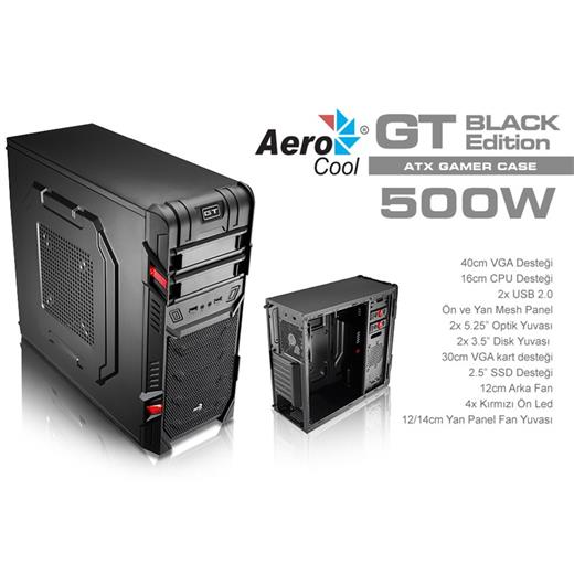 Aerocool Gt 500W 2Xusb 2.0 Siyah Atx Oyuncu Kasa