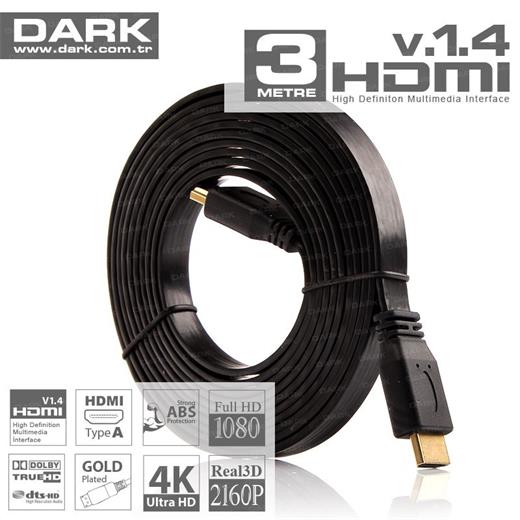 Dark Dk-Hd-Cv14L3S V1.4 Slim Hdmı 3 Metre 4K / 3D 