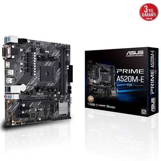 Asus Prime A520M-E/Csm AM4 Ryzen Vga Dvi Hdmi DDR4 90MB1510-M0EAYC