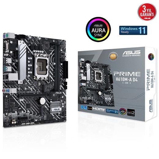 Asus Prime H610M-A D4 Csm 1700P Vga Hdmi Dp 90MB19P0-M0EAYC