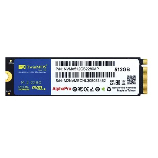 TwinMOS AlphaPro 512GB NVMe M.2 SSD(3600/3250Mb/s) NVME512GB2280AP
