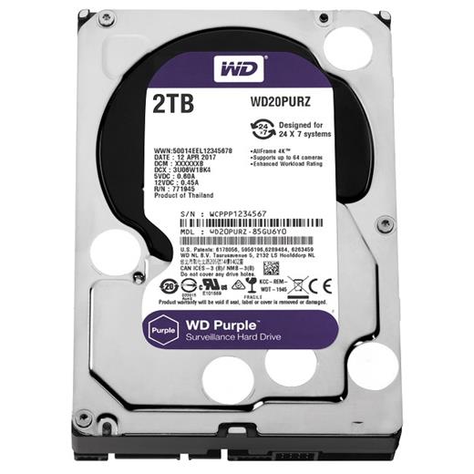 Wd 2Tb 3.5’’ 64Mb Sata 6Gb/S 7/24 Purple Wd20Purz