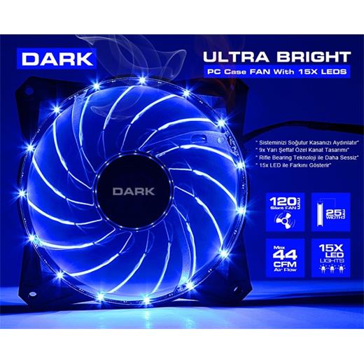 Dark Dkccfb120B 120X15 Mavi Led Li Kasa Fanı 
